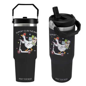 Special Education SPED Teacher Goose Scooter Flip Straw Tumbler Support Is On The Way TS14 One Size: 30 oz Black Print Your Wear