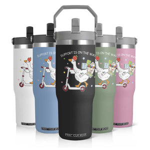Special Education SPED Teacher Goose Scooter Flip Straw Tumbler Support Is On The Way TS14 Print Your Wear