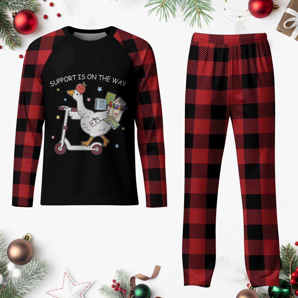 Special Education SPED Teacher Goose Scooter Plaid Pajama Set Support Is On The Way TS14 Buffalo Plaid Print Your Wear