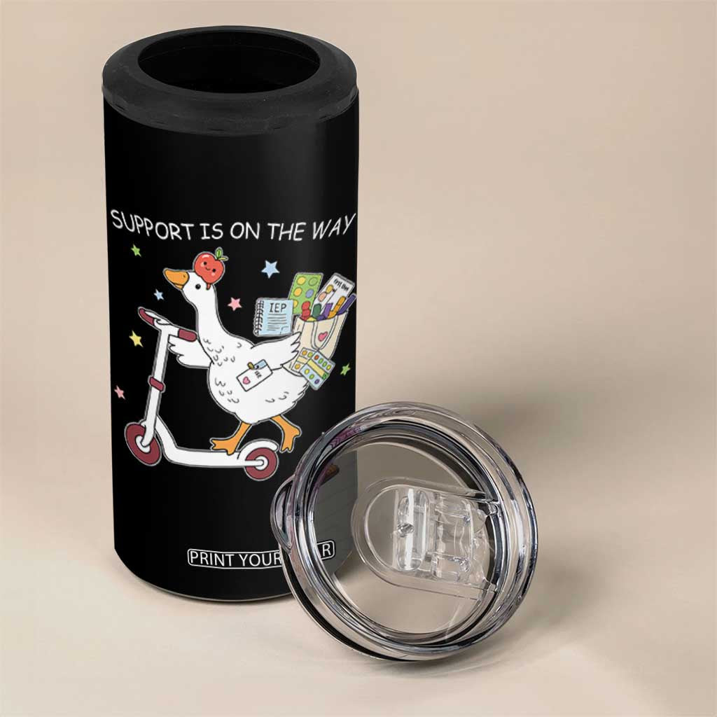 Special Education SPED Teacher Goose Scooter 4 in 1 Can Cooler Tumbler Support Is On The Way TS14 Print Your Wear