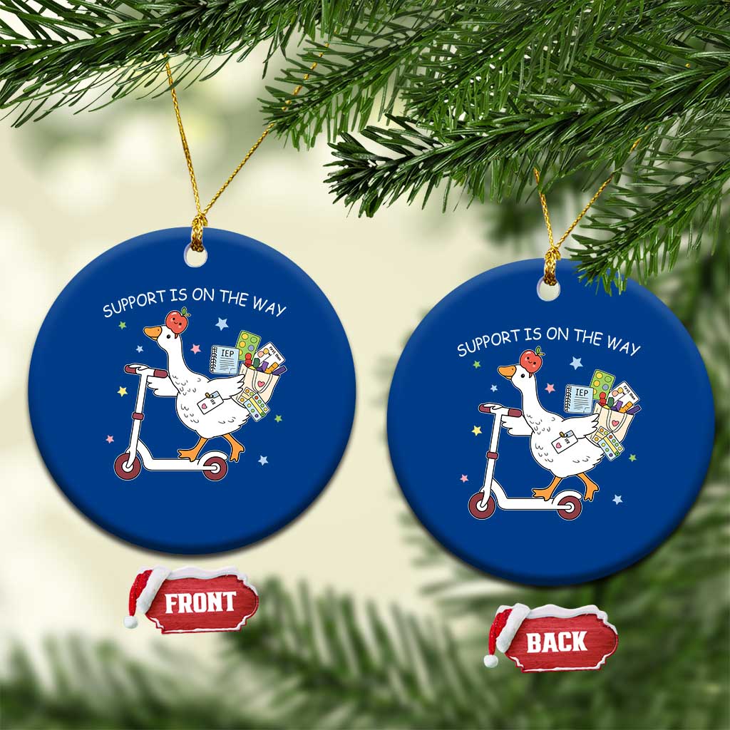 Special Education SPED Teacher Goose Scooter Ceramic Ornament Support Is On The Way TS14 1pc Blue Print Your Wear