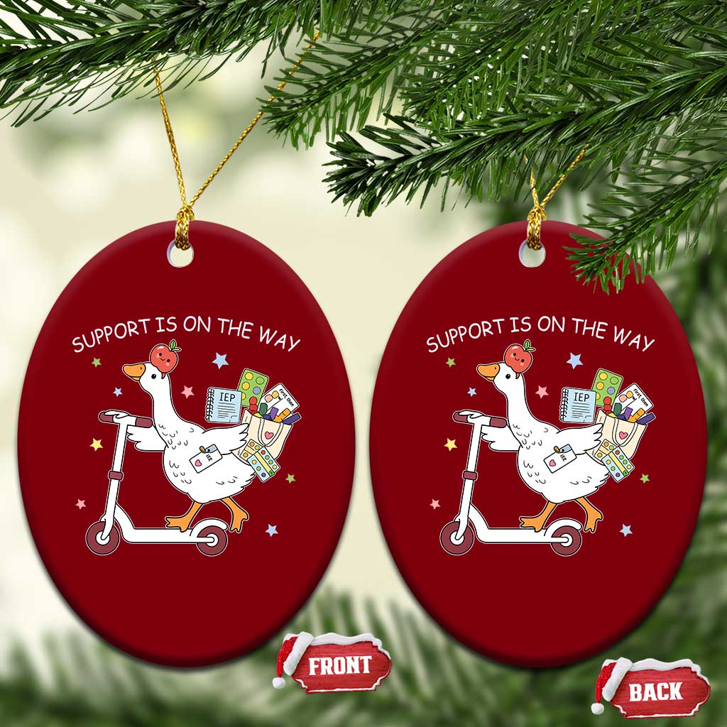 Special Education SPED Teacher Goose Scooter Ceramic Ornament Support Is On The Way TS14 Print Your Wear