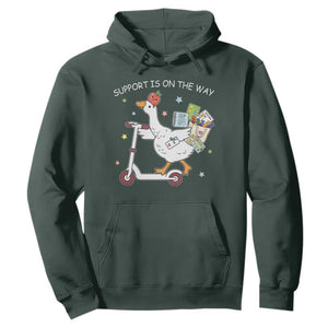 Special Education SPED Teacher Goose Scooter Hoodie Support Is On The Way TS14 Dark Forest Green Print Your Wear