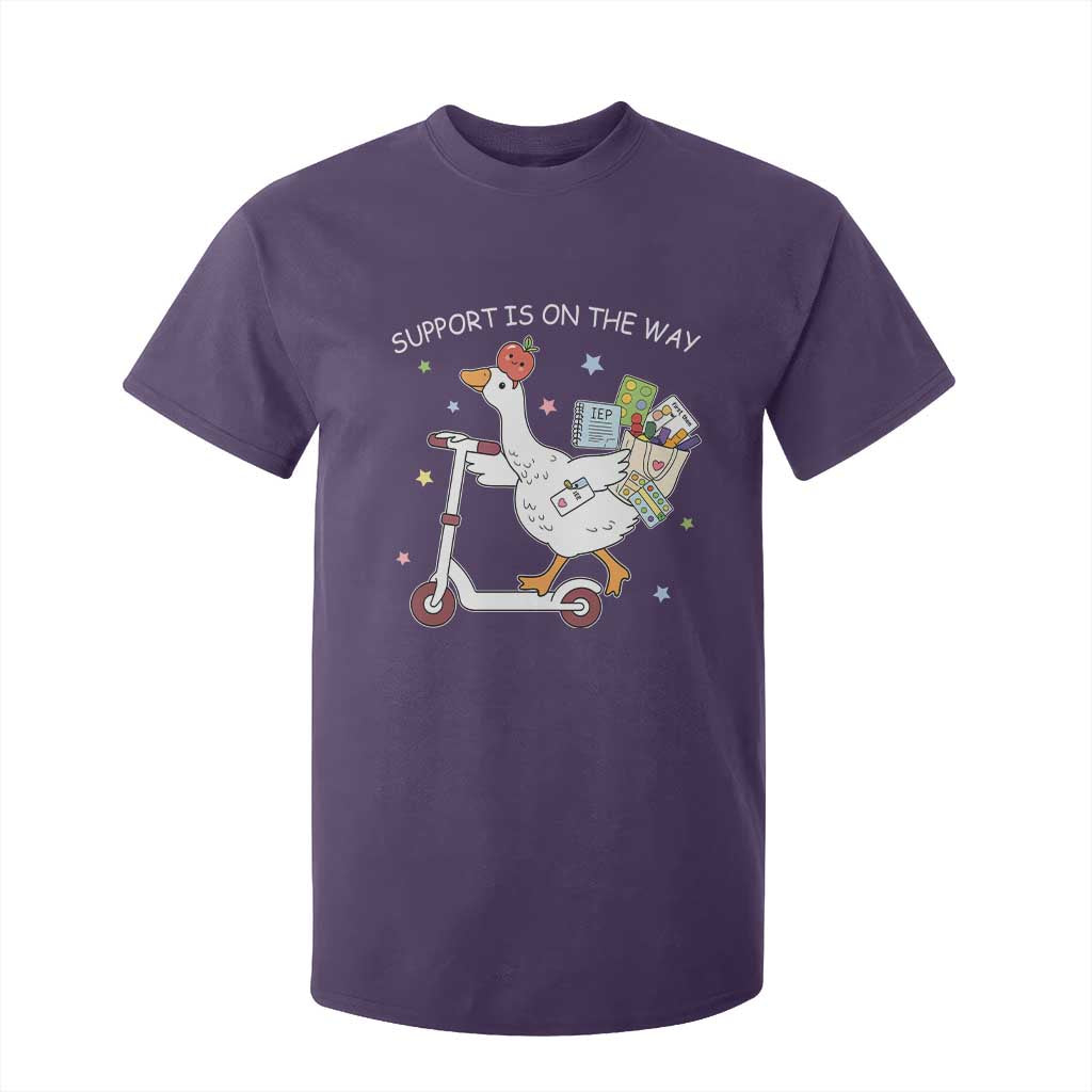 Special Education SPED Teacher Goose Scooter T Shirt For Kid Support Is On The Way TS14 Purple Print Your Wear