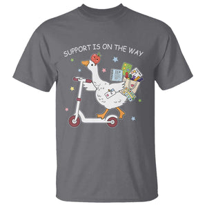 Special Education SPED Teacher Goose Scooter T Shirt Support Is On The Way TS14 Charcoal Print Your Wear