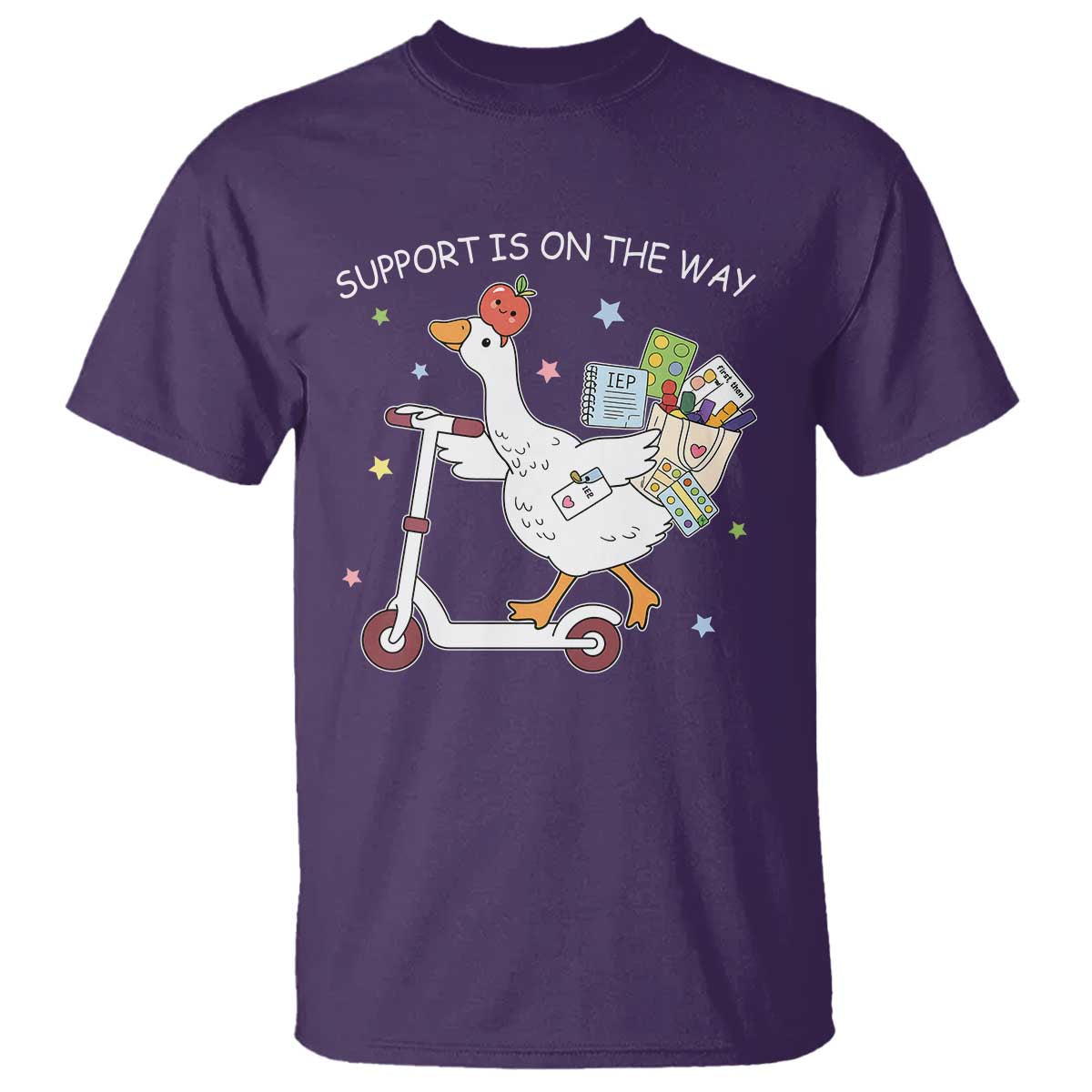 Special Education SPED Teacher Goose Scooter T Shirt Support Is On The Way TS14 Purple Print Your Wear
