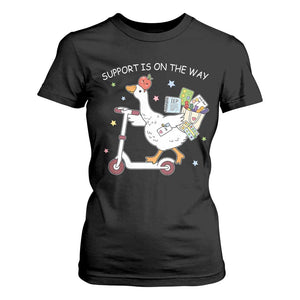 Special Education SPED Teacher Goose Scooter T Shirt For Women Support Is On The Way TS14 Black Print Your Wear