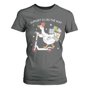 Special Education SPED Teacher Goose Scooter T Shirt For Women Support Is On The Way TS14 Dark Heather Print Your Wear