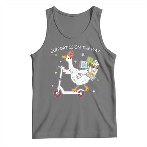Special Education SPED Teacher Goose Scooter Tank Top Support Is On The Way TS14 Black Heather Print Your Wear
