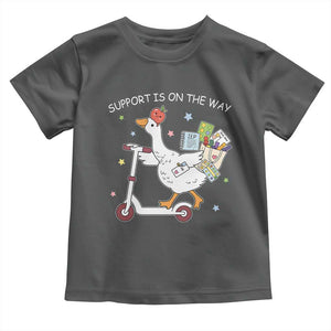 Special Education SPED Teacher Goose Scooter Toddler T Shirt Support Is On The Way TS14 Dark Heather Print Your Wear