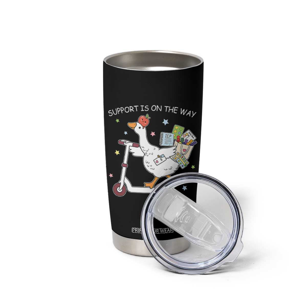 Special Education SPED Teacher Goose Scooter Tumbler Cup Support Is On The Way TS14 Print Your Wear