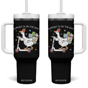 Special Education SPED Teacher Goose Scooter Tumbler With Handle Support Is On The Way TS14 One Size: 40 oz Black Print Your Wear