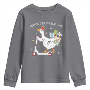 Special Education SPED Teacher Goose Scooter Youth Sweatshirt Support Is On The Way TS14 Charcoal Print Your Wear