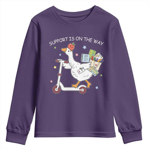 Special Education SPED Teacher Goose Scooter Youth Sweatshirt Support Is On The Way TS14 Purple Print Your Wear