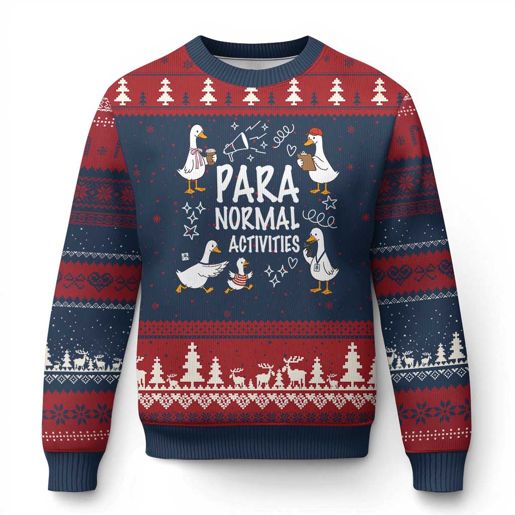 Silly Goose Para Normal Activities Ugly Christmas Sweater Funny SPED Teachers Aide Para Normal Activities TS14 Navy Red Print Your Wear