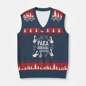 Silly Goose Para Normal Activities V-Neck Knit Sweater Vest Funny SPED Teachers Aide Para Normal Activities TS14 Navy Red Print Your Wear