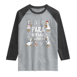 Silly Goose Para Normal Activities Raglan Shirt Funny SPED Teachers Aide Para Normal Activities TS14 Heather Gray Heather Charcoal Print Your Wear