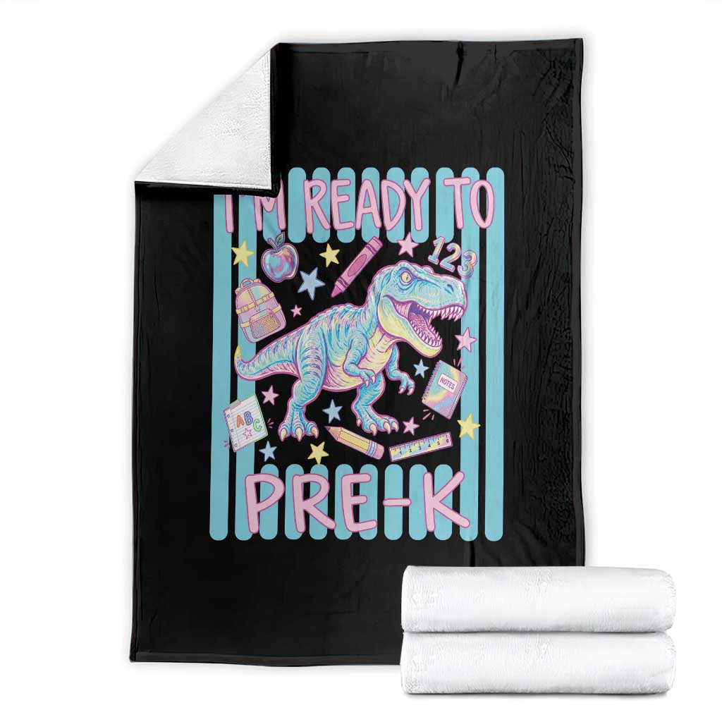 Funny Dinosaur First Day of School Pre-k Kindergarten Throw Blanket I'm Ready To Pre K TS14 Black Print Your Wear