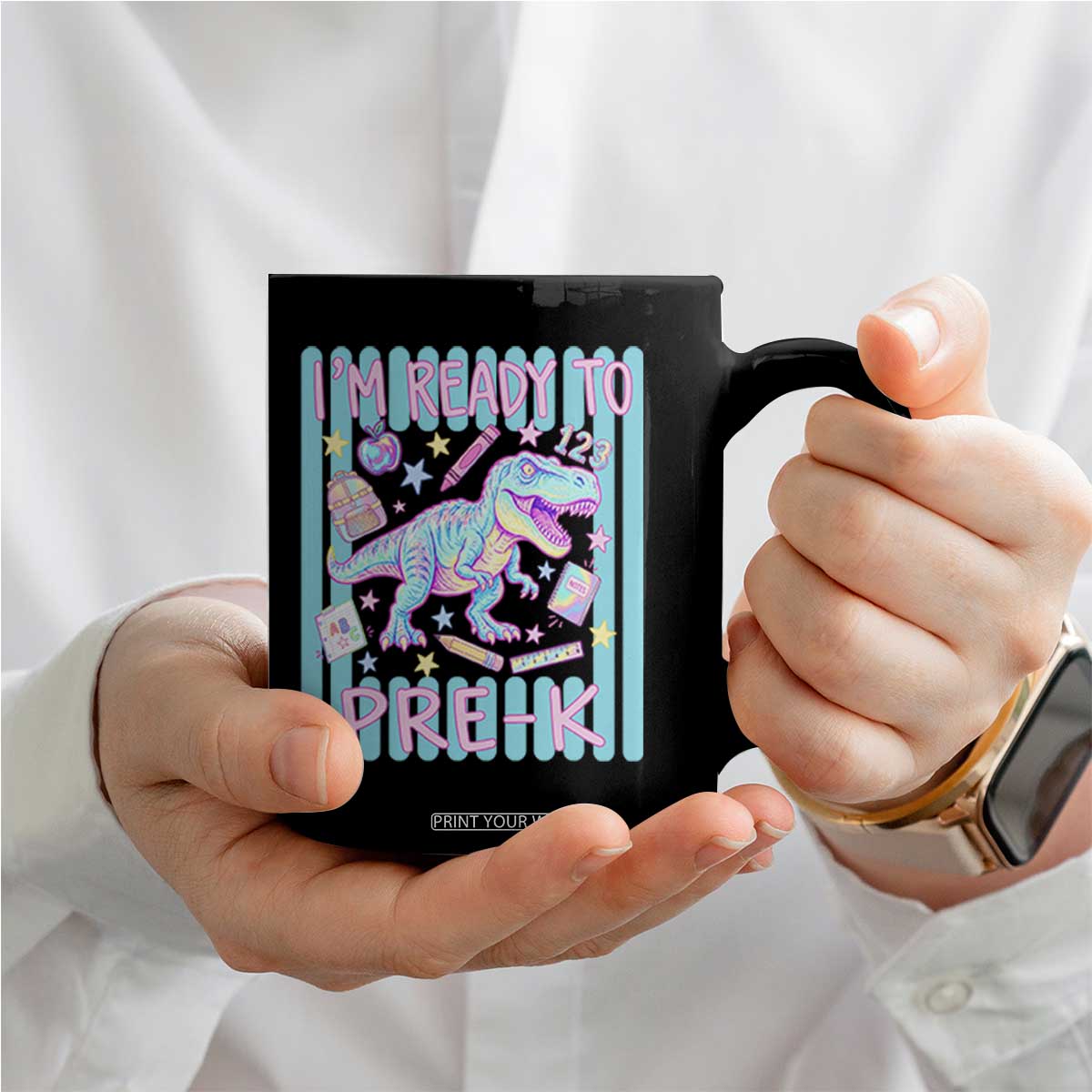 Funny Dinosaur First Day of School Pre-k Kindergarten Coffee Mug I'm Ready To Pre K