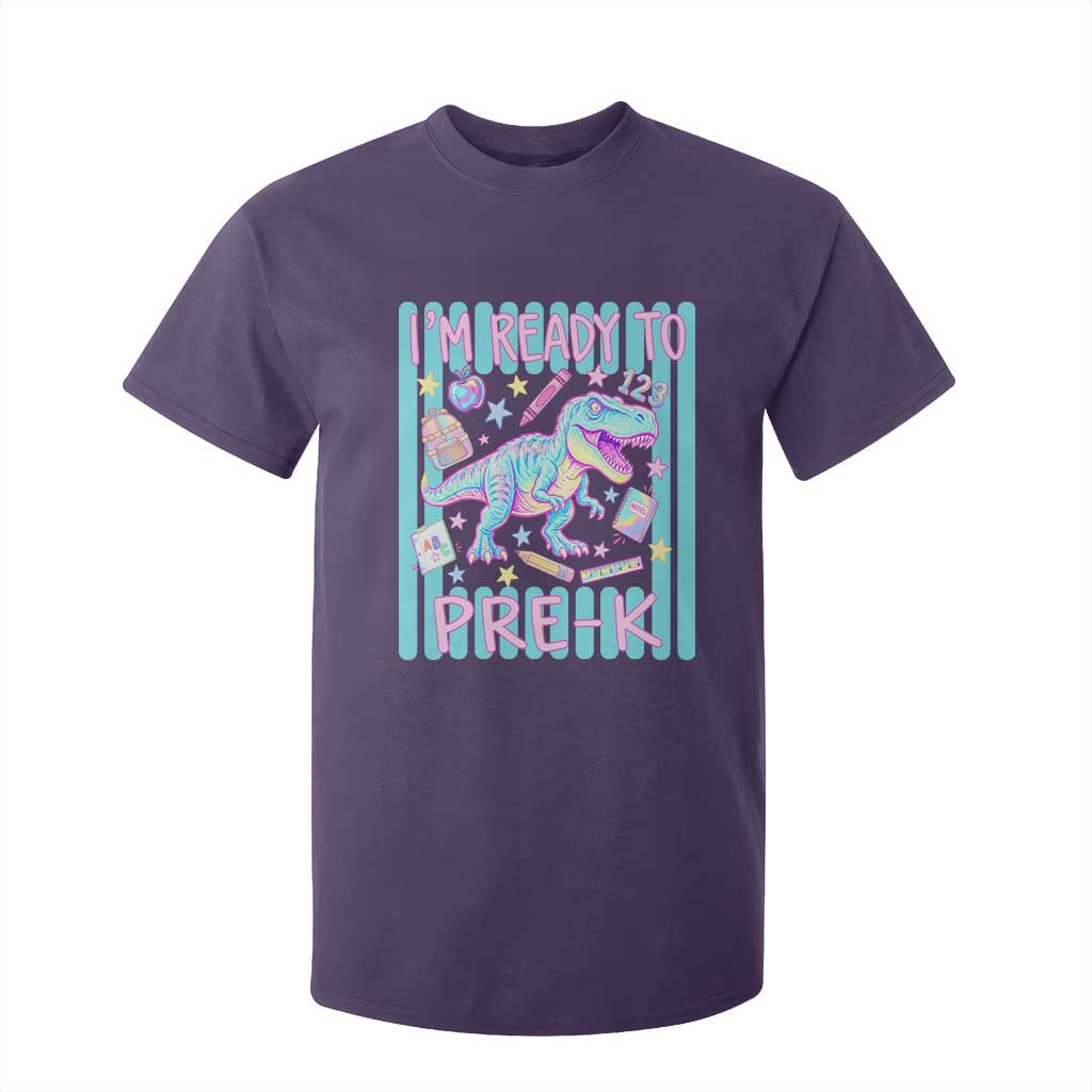 Funny Dinosaur First Day of School Pre-k Kindergarten T Shirt For Kid I'm Ready To Pre K