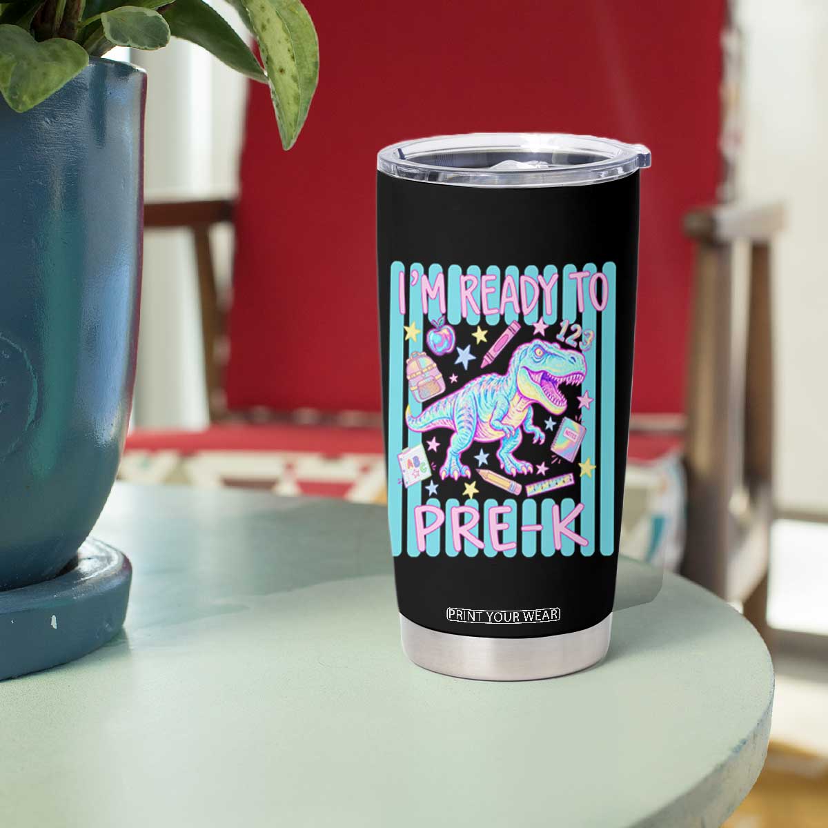Funny Dinosaur First Day of School Pre-k Kindergarten Tumbler Cup I'm Ready To Pre K