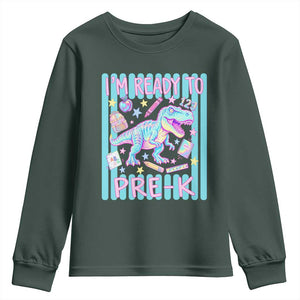 Funny Dinosaur First Day of School Pre-k Kindergarten Youth Sweatshirt I'm Ready To Pre K
