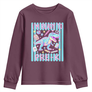 Funny Dinosaur First Day of School Pre-k Kindergarten Youth Sweatshirt I'm Ready To Pre K