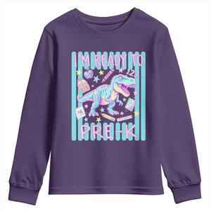 Funny Dinosaur First Day of School Pre-k Kindergarten Youth Sweatshirt I'm Ready To Pre K