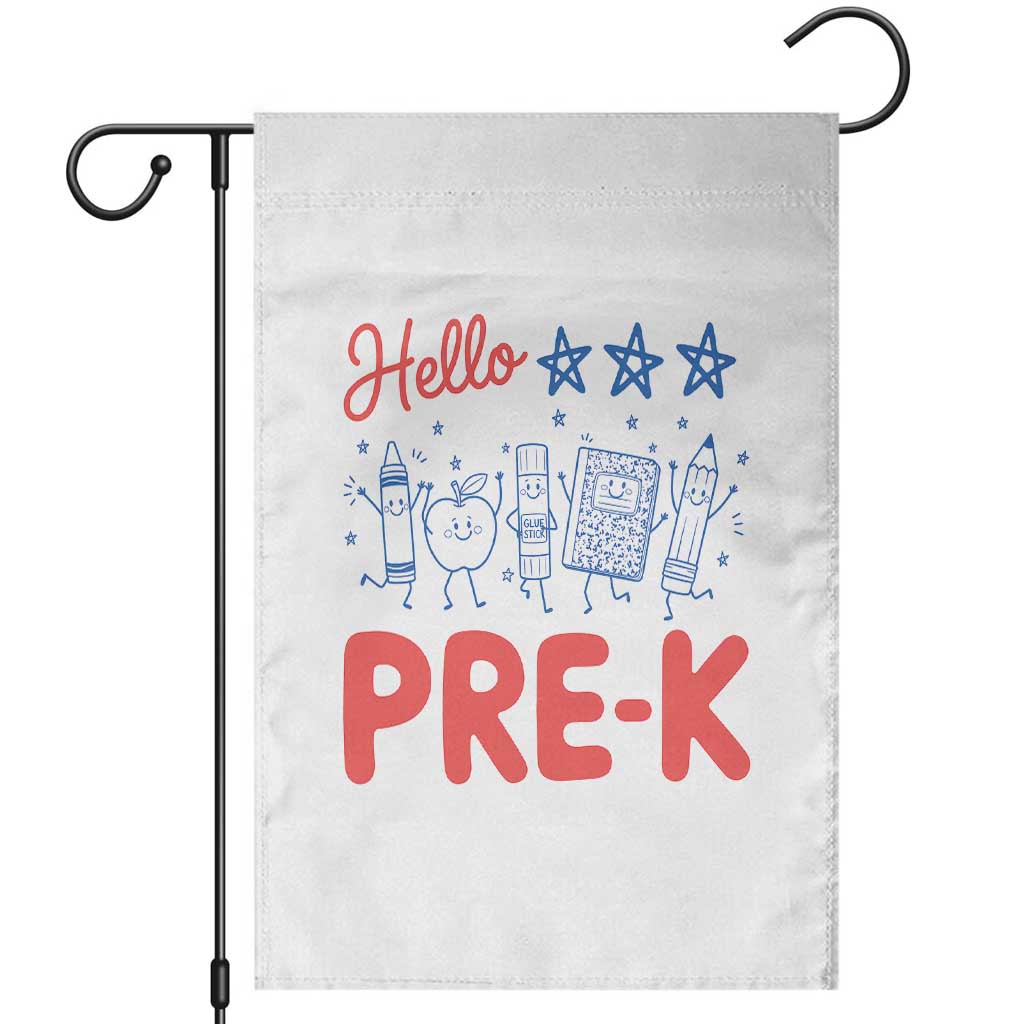 First Day of Pre-K Boys Girls Toddler Preschool Patriotic US Garden Flag TS14 White Print Your Wear