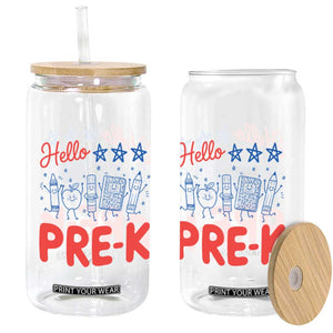 First Day of Pre-K Boys Girls Toddler Preschool Patriotic US Glass Can TS14 Print Your Wear