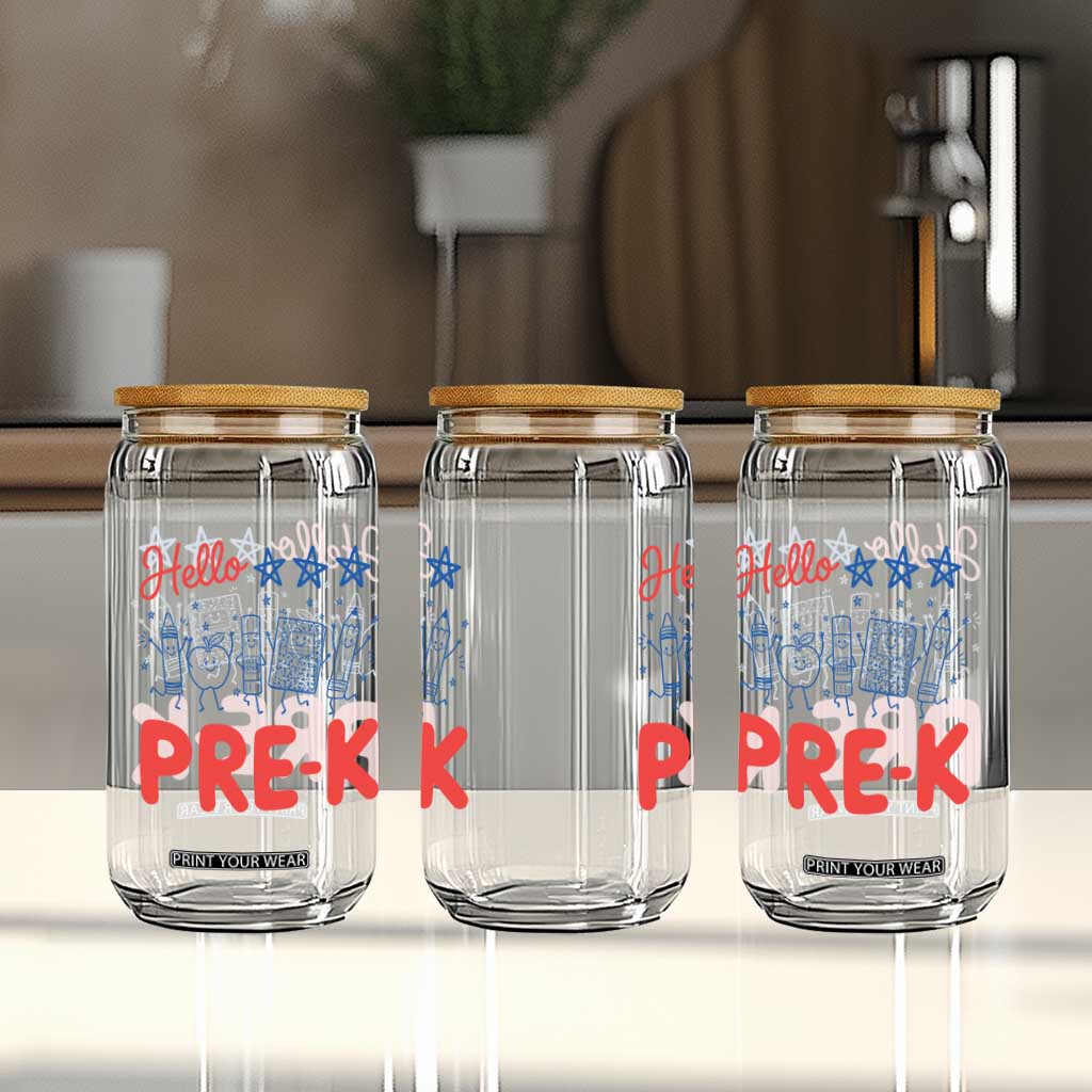First Day of Pre-K Boys Girls Toddler Preschool Patriotic US Glass Can TS14 Print Your Wear