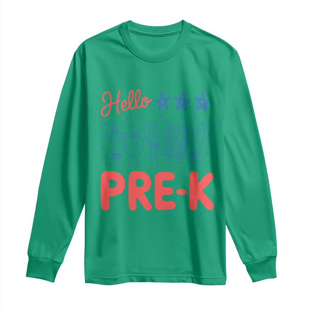 First Day of Pre-K Boys Girls Toddler Preschool Patriotic US Long Sleeve Shirt TS14 Irish Green Print Your Wear