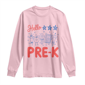 First Day of Pre-K Boys Girls Toddler Preschool Patriotic US Long Sleeve Shirt TS14 Light Pink Print Your Wear