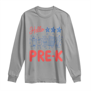 First Day of Pre-K Boys Girls Toddler Preschool Patriotic US Long Sleeve Shirt TS14 Sport Gray Print Your Wear