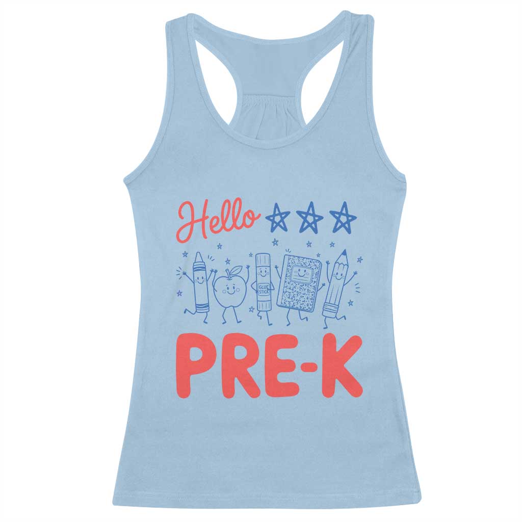 First Day of Pre-K Boys Girls Toddler Preschool Patriotic US Racerback Tank Top TS14 Light Blue Print Your Wear