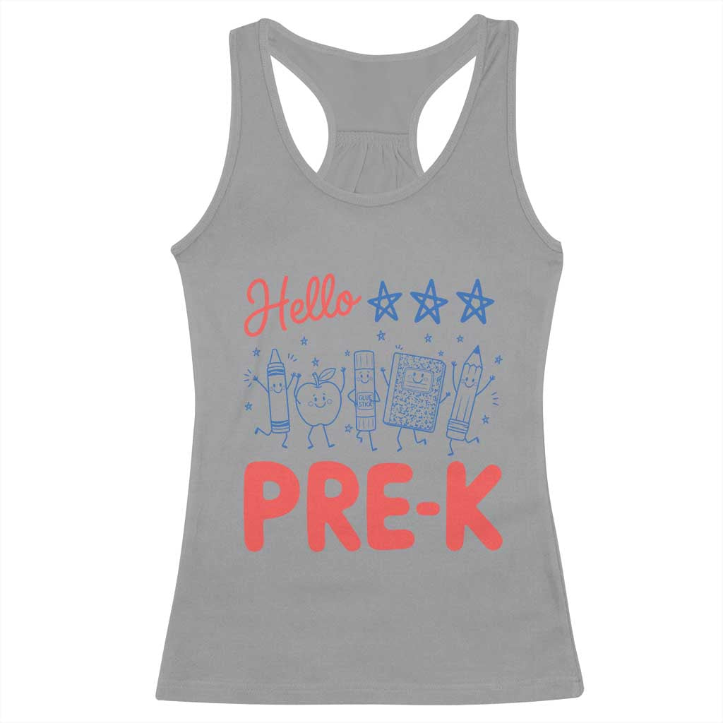 First Day of Pre-K Boys Girls Toddler Preschool Patriotic US Racerback Tank Top TS14 Sport Gray Print Your Wear