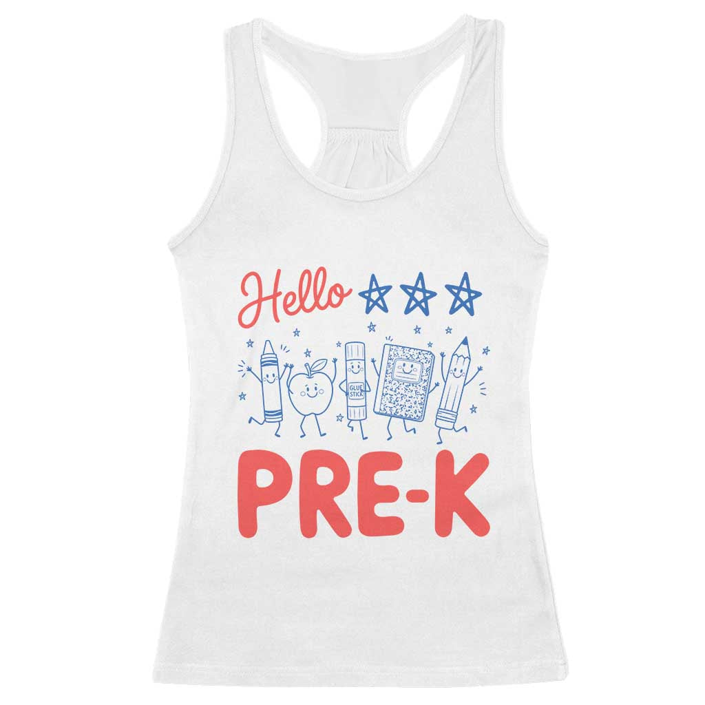First Day of Pre-K Boys Girls Toddler Preschool Patriotic US Racerback Tank Top TS14 White Print Your Wear
