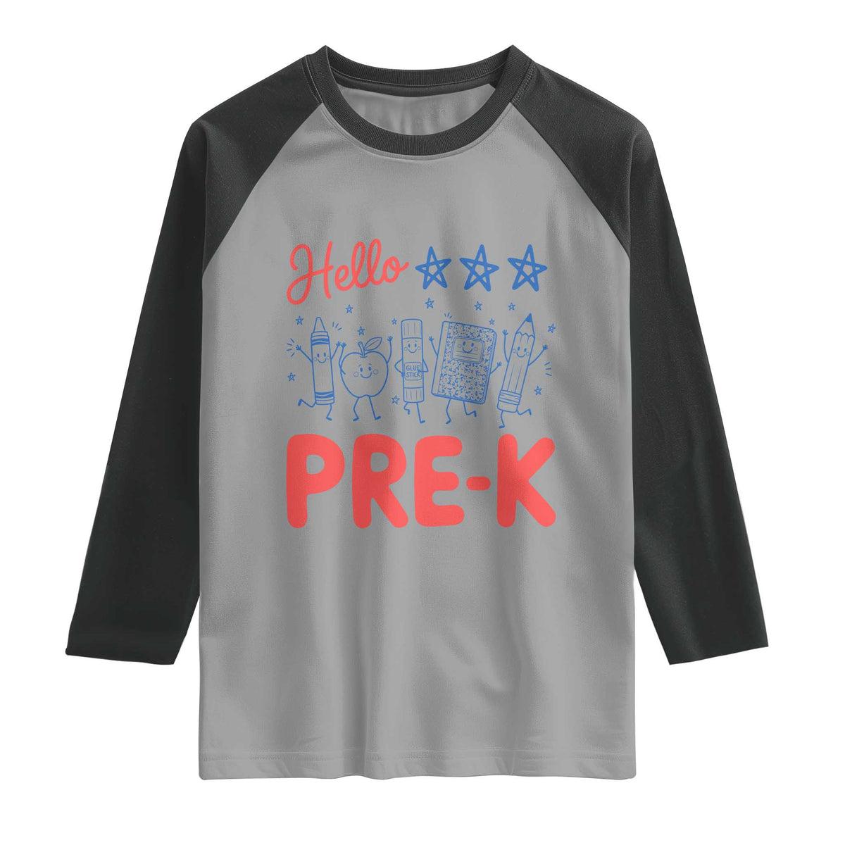 First Day of Pre-K Boys Girls Toddler Preschool Patriotic US Raglan Shirt TS14 Sport Gray Black Print Your Wear