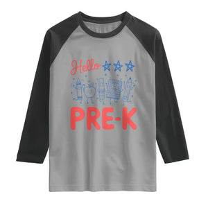 First Day of Pre-K Boys Girls Toddler Preschool Patriotic US Raglan Shirt TS14 Sport Gray Black Print Your Wear
