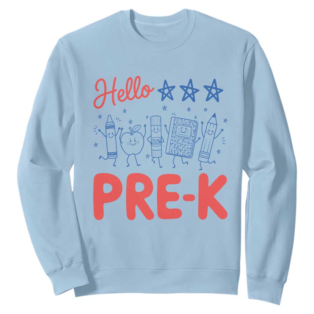 First Day of Pre-K Boys Girls Toddler Preschool Patriotic US Sweatshirt TS14 Light Blue Print Your Wear