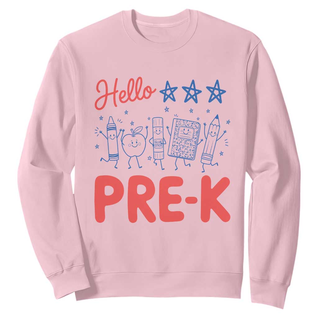 First Day of Pre-K Boys Girls Toddler Preschool Patriotic US Sweatshirt TS14 Light Pink Print Your Wear