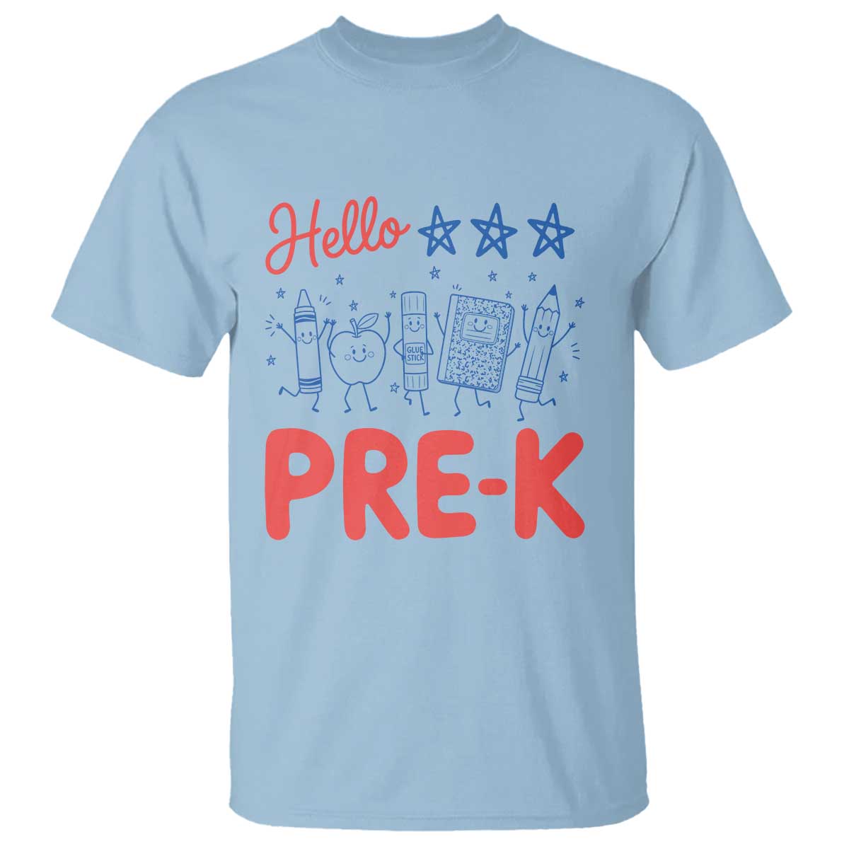 First Day of Pre-K Boys Girls Toddler Preschool Patriotic US T Shirt TS14 Light Blue Print Your Wear