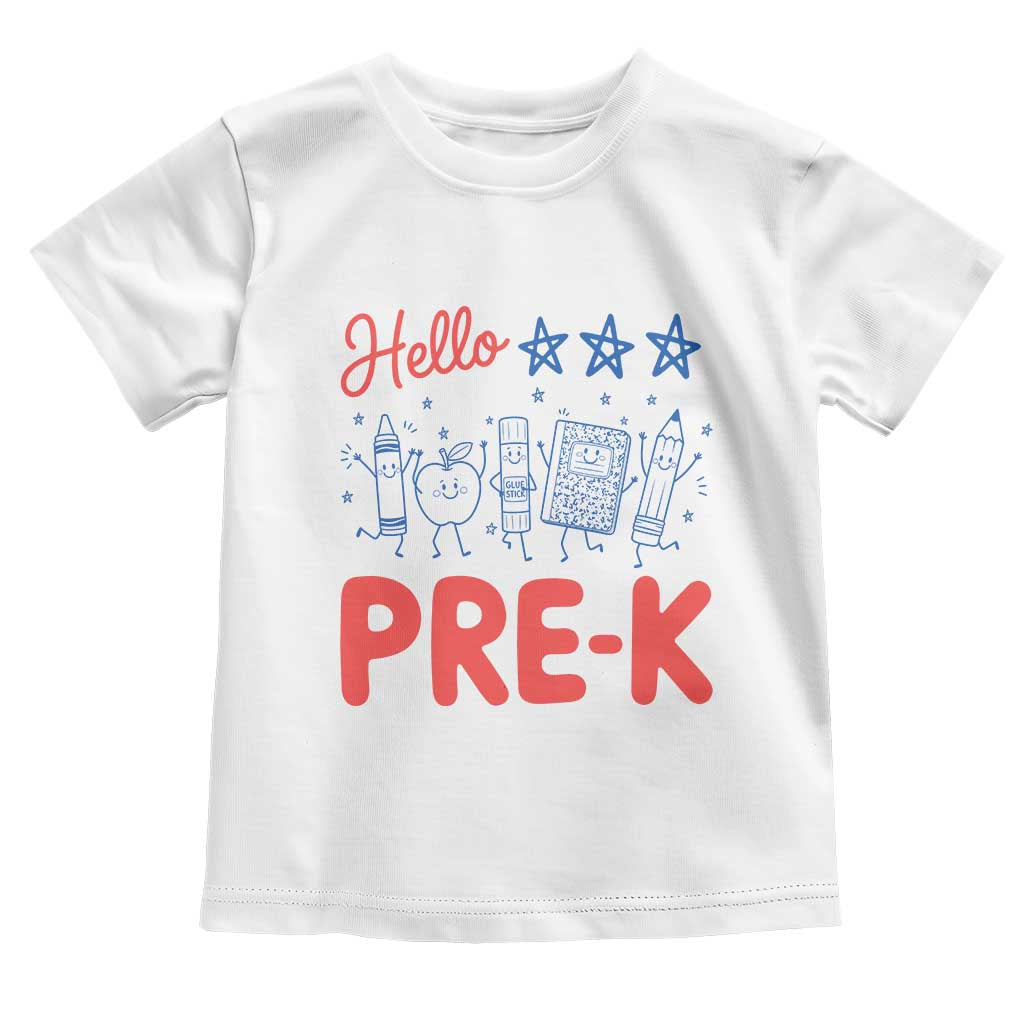 First Day of Pre-K Boys Girls Toddler Preschool Patriotic US Toddler T Shirt TS14 White Print Your Wear