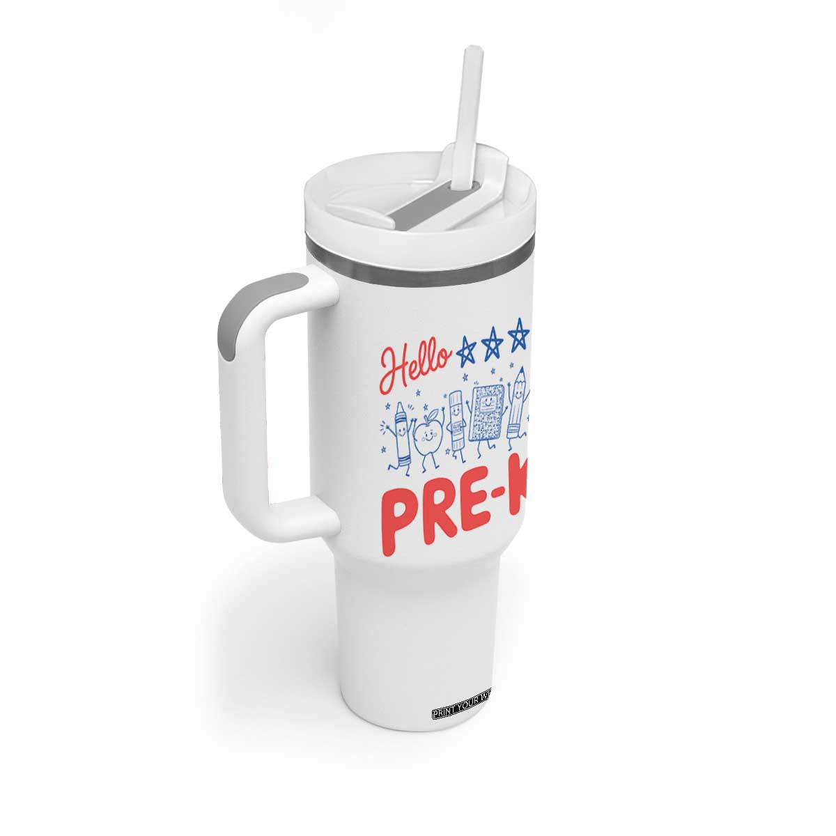 First Day of Pre-K Boys Girls Toddler Preschool Patriotic US Tumbler With Handle TS14 Print Your Wear