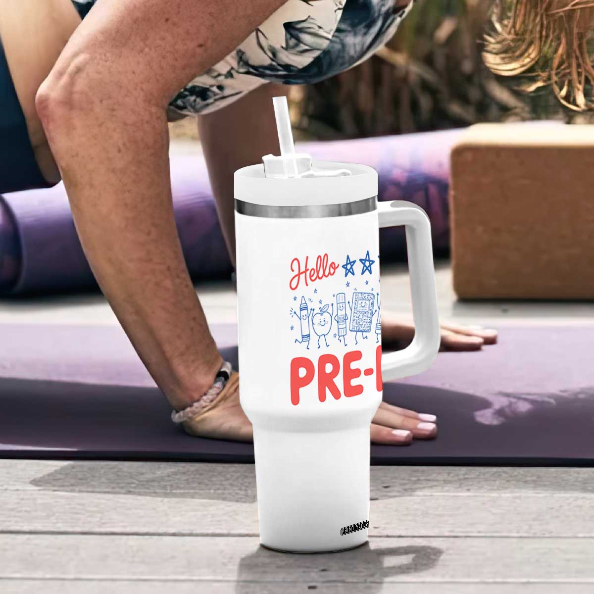 First Day of Pre-K Boys Girls Toddler Preschool Patriotic US Tumbler With Handle TS14 Print Your Wear