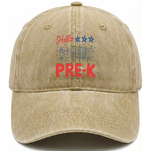 First Day of Pre-K Boys Girls Toddler Preschool Patriotic US Washed Cotton Baseball Cap TS14 Print Your Wear