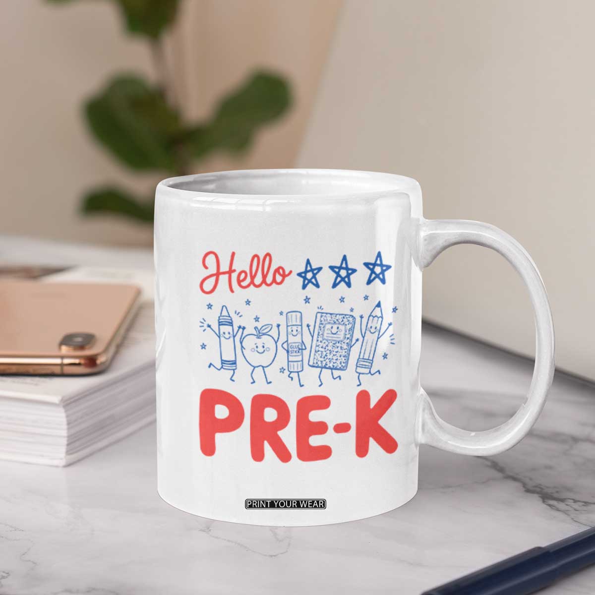 First Day of Pre-K Boys Girls Toddler Preschool Patriotic US Coffee Mug TS14 Print Your Wear