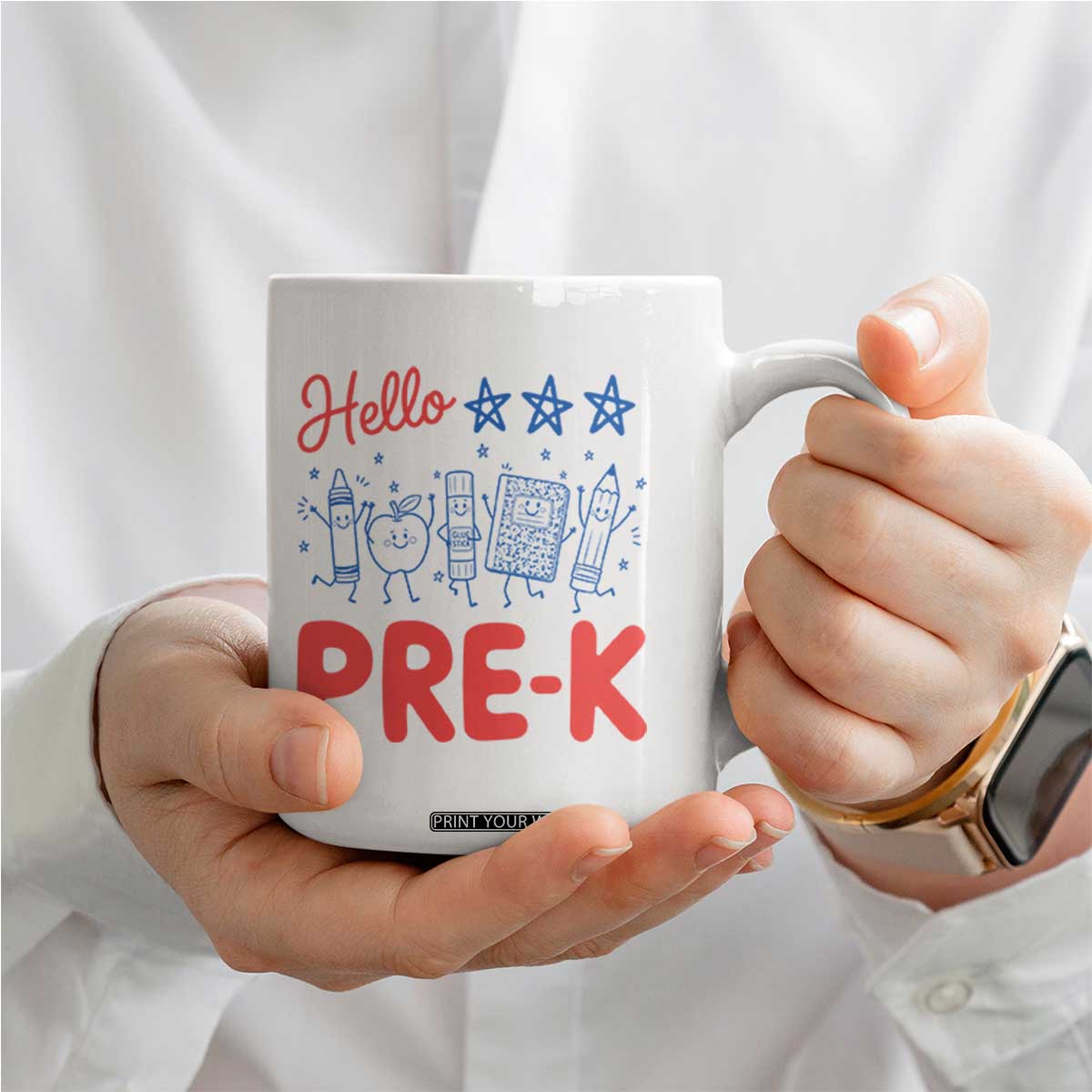 First Day of Pre-K Boys Girls Toddler Preschool Patriotic US Coffee Mug TS14 Print Your Wear