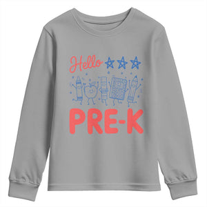 First Day of Pre-K Boys Girls Toddler Preschool Patriotic US Youth Sweatshirt TS14 Sport Gray Print Your Wear