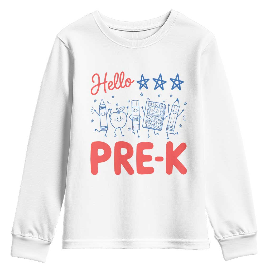 First Day of Pre-K Boys Girls Toddler Preschool Patriotic US Youth Sweatshirt TS14 White Print Your Wear